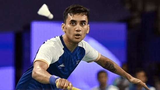 India's Lakshya Sen in action during the badminton men’s singles semi-final match against Denmark's Viktor Axelsen(ANI)