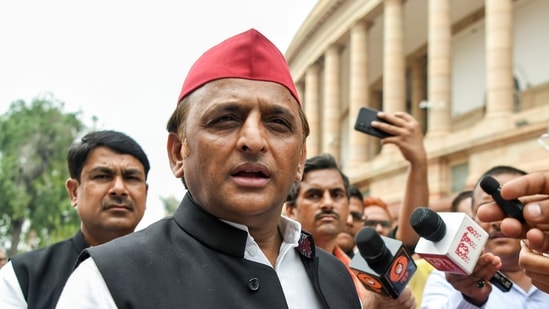 Samajwadi Party MP Akhilesh Yadav at the Parliament in New Delhi.(ANI)