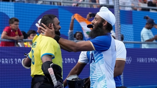 Veteran goalkeeper PR Sreejesh made crucial saves in India's 4-2 shootout triumph against Great Britain(AP)