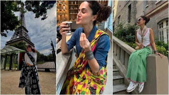 Taapse Pannu's refreshing saree looks in Paris. (Instagram )