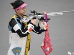 Chinese shooter Zhang Qiongyue with her Hello Kitty rifle Chinese shooter Zhang Qiongyue with her Hello Kitty rifle