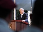 Israeli prime minister Benjamin Netanyahu speaks at the state memorial for Zeev Jabotinsky, Zionist leader and founder of the Israeli right-wing ideology, at Mount Herzl Military Cemetery in Jerusalem, on August 4, 2024. (Photo by Nama Grynbaum / POOL / AFP) Israeli prime minister Benjamin Netanyahu speaks at the state memorial for Zeev Jabotinsky, Zionist leader and founder of the Israeli right-wing ideology, at Mount Herzl Military Cemetery in Jerusalem, on August 4, 2024. (Photo by Nama Grynbaum / POOL / AFP)