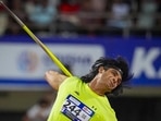 Neeraj Chopra in action during a javelin event(PTI) Neeraj Chopra in action during a javelin event(PTI)