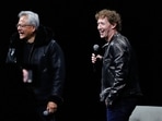 Nvidia chief executive officer Jensen Huang, left, laughs after exchanging jackets with Meta founder and CEO Mark Zuckerberg at SIGGRAPH 2024.(AP) Nvidia chief executive officer Jensen Huang, left, laughs after exchanging jackets with Meta founder and CEO Mark Zuckerberg at SIGGRAPH 2024.(AP)