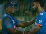 Sanath Jayasuriya with Virat Kohli after the end of 2nd ODI in Colombo Sanath Jayasuriya with Virat Kohli after the end of 2nd ODI in Colombo