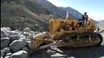 Boulders being removed from the Leh-Manali highway that got blocked due to a cloudburst in Lahaul and Spiti on Sunday. (ANI Photo) Boulders being removed from the Leh-Manali highway that got blocked due to a cloudburst in Lahaul and Spiti on Sunday. (ANI Photo)