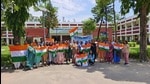 GCE Sector 20 staff during the Har Ghar Tiranga campaign. (HT Photo) GCE Sector 20 staff during the Har Ghar Tiranga campaign. (HT Photo)