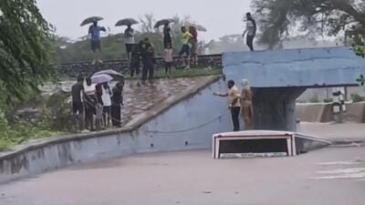 Flooded roads in Gujarat amid heavy rainfall. (PTI Photo)