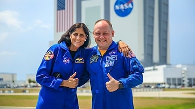 Cape Canaveral: Astronauts Sunita Williams and Butch Wilmore ahead of an inaugural crewed test flight of Boeing's Starliner spacecraft to the International Space Station from the Cape Canaveral Space Force Station. (PTI) Cape Canaveral: Astronauts Sunita Williams and Butch Wilmore ahead of an inaugural crewed test flight of Boeing's Starliner spacecraft to the International Space Station from the Cape Canaveral Space Force Station. (PTI)