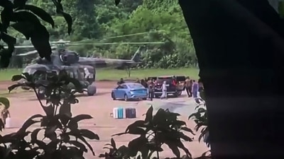 Dhaka: Sheikh Hasina leaves the country in a helicopter. (PTI) Dhaka: Sheikh Hasina leaves the country in a helicopter. (PTI)