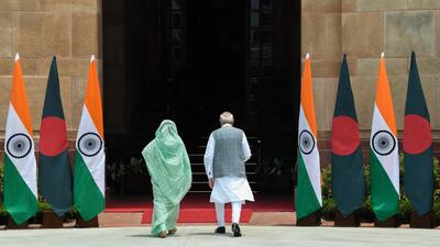 Prime Minister Narendra Modi (right) with Bangladesh PM Sheikh Hasina at Hyderabad House in New Delhi on June 22 this year. (ANI Photo)