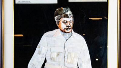 Shell craft painting of Netaji Subhas Chandra Bose. Shell craft painting of Netaji Subhas Chandra Bose.