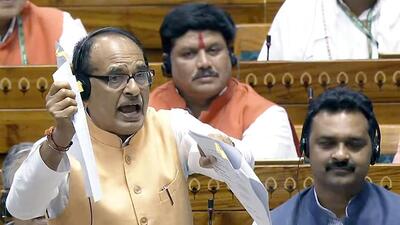 Union minister for agriculture and farmers welfare Shivraj Singh Chouhan in Parliament. (SansadTV) Union minister for agriculture and farmers welfare Shivraj Singh Chouhan in Parliament. (SansadTV)