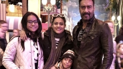 Ajay Devgn and Kajol with their kids Nysa and Yug during their family vacation. Ajay Devgn and Kajol with their kids Nysa and Yug during their family vacation.