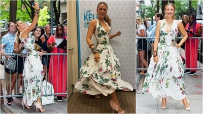 Blake’s white dress, featuring a bold floral print in shades of red and green, a plunging neckline, and layered detailing at the bottom, remains one of our favourite looks from the actress. Paired with feathered heels, statement earrings, and stacked bracelets, she truly showcases her fashion expertise. (Instagram/@blakelively) Blake’s white dress, featuring a bold floral print in shades of red and green, a plunging neckline, and layered detailing at the bottom, remains one of our favourite looks from the actress. Paired with feathered heels, statement earrings, and stacked bracelets, she truly showcases her fashion expertise. (Instagram/@blakelively)