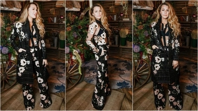Florals and a pantsuit? We’re all for it! The actress sported a white floral-printed sheer long-sleeve top over a black bralette. Paired with a matching long coat and pants, she truly serves up fashion goals. (Instagram/@blakelively) Florals and a pantsuit? We’re all for it! The actress sported a white floral-printed sheer long-sleeve top over a black bralette. Paired with a matching long coat and pants, she truly serves up fashion goals. (Instagram/@blakelively)