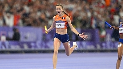Femke Bol is over the moon after claiming the win (Getty) Femke Bol is over the moon after claiming the win (Getty)
