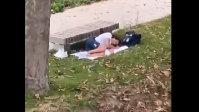 Paris Olympics 2024: Thomas Ceccon was spotted sleeping in a park. Paris Olympics 2024: Thomas Ceccon was spotted sleeping in a park.
