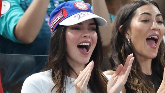 Kendal Jenner seen in the bleachers as she cheers on Team USA(instagram)