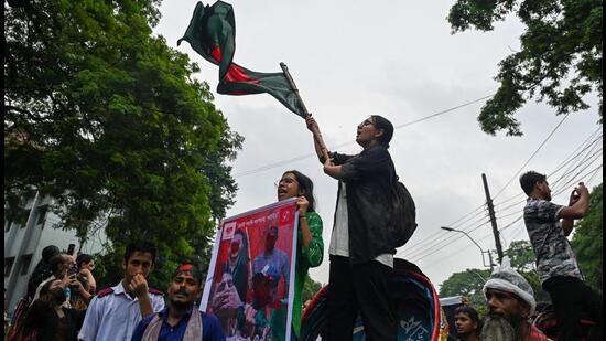 Anti-Discrimination Student Movement rally at Central Shaheed Minar in Dhaka. (AFP)