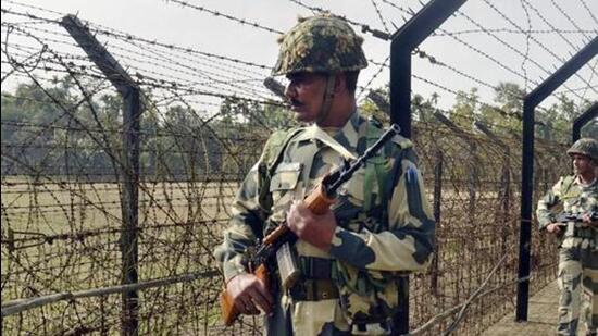 BSF jawans patrol the India-Bangladesh border in Tripura. (PTI File Photo)