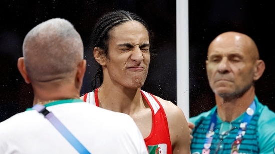 Imane Khelif of Algeria is sprayed with water ahead of her fight against Anna Luca Hamori of Hungary(REUTERS)