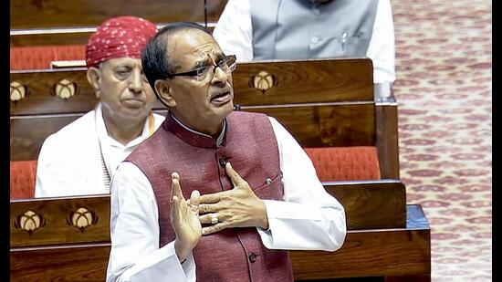 Union minister of agriculture and farmers’ welfare Shivraj Singh Chouhan speaks in the Rajya Sabha in New Delhi on Monday. (ANI) Union minister of agriculture and farmers’ welfare Shivraj Singh Chouhan speaks in the Rajya Sabha in New Delhi on Monday. (ANI)
