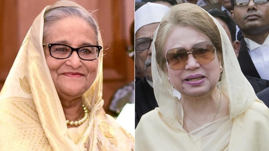 Sheikh Hasina (L) and Khaleda Zia (R). 