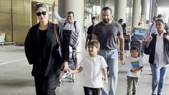 The Pataudis are back! Kareena Kapoor, Saif Ali Khan return to Mumbai with kids after summer vacay. Watch