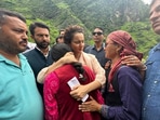 Kangana Ranaut met locals during her visit to flood-hit areas in Himachal Pradesh.