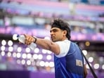 India's Neeraj Chopra during the Men's javelin throw qualification round at the 2024 Summer Olympics