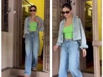 Alia Bhatt stepped out in a casual denim outfit.