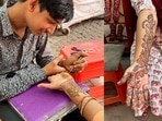 Mehendi artists are occupied due to the rush ahead of Teej, on August 7. Mehendi artists are occupied due to the rush ahead of Teej, on August 7.