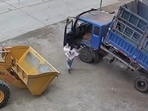 The woman was seen rushing to the truck to stop it. 