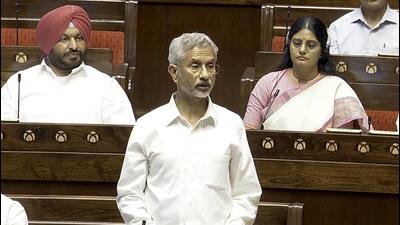 External affairs minister S Jaishankar addresses the Rajya Sabha on Tuesday. (PTI Photo) External affairs minister S Jaishankar addresses the Rajya Sabha on Tuesday. (PTI Photo)