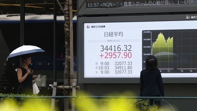 An electronic stock board displays the Nikkei 225 Stock Average outside a securities firm in Tokyo, Japan. (Bloomberg) An electronic stock board displays the Nikkei 225 Stock Average outside a securities firm in Tokyo, Japan. (Bloomberg)