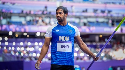 Asian Games silver medallist Kishore Jena failed to make it to the men's javelin final after managing a best throw of just 80.73m, (PTI) Asian Games silver medallist Kishore Jena failed to make it to the men's javelin final after managing a best throw of just 80.73m, (PTI)