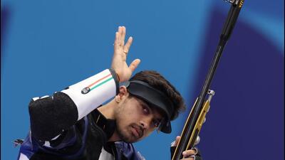 Swapnil Kusale of India won bronze in 50m rifle 3 positions at the Paris Olympics. India won three medals in shooting (EPA-EFE) Swapnil Kusale of India won bronze in 50m rifle 3 positions at the Paris Olympics. India won three medals in shooting (EPA-EFE)