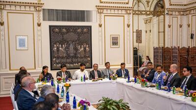 Telangana Chief Minister A. Revanth Reddy with business leaders at a roundtable hosted by the Consulate General of India, New York. (PTI) Telangana Chief Minister A. Revanth Reddy with business leaders at a roundtable hosted by the Consulate General of India, New York. (PTI)