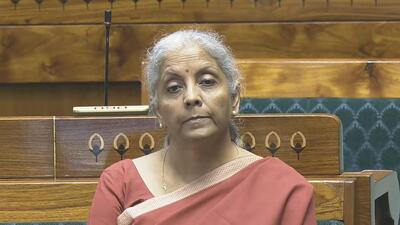 Union finance minister Nirmala Sitharaman in the Lok Sabha during the Monsoon session of Parliament, in New Delhi, on Tuesday. (PTI) Union finance minister Nirmala Sitharaman in the Lok Sabha during the Monsoon session of Parliament, in New Delhi, on Tuesday. (PTI)