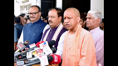 Uttar Pradesh CM Yogi Adityanath along with deputy CM Keshav Prasad Maurya and Brajesh Pathak before the Monsoon session. (HT file) Uttar Pradesh CM Yogi Adityanath along with deputy CM Keshav Prasad Maurya and Brajesh Pathak before the Monsoon session. (HT file)