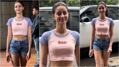 Ananya Panday’s bae top paired with denim shorts is a standout summer look. Accessorise with a quirky necklace and trendy sneakers to complete the outfit. It’s the ideal fashion inspiration for the season. (Instagram/@manav.manglani) Ananya Panday’s bae top paired with denim shorts is a standout summer look. Accessorise with a quirky necklace and trendy sneakers to complete the outfit. It’s the ideal fashion inspiration for the season. (Instagram/@manav.manglani)