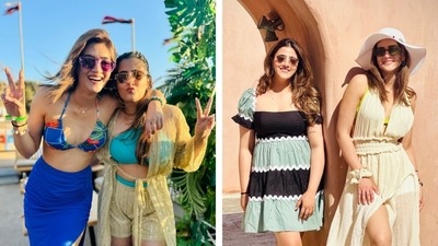 Kriti Sanon and Nupur Sanon are setting vacation goals with their fashion statements during their Greece holiday. From beachwear to floral outfits, the sister duo looked ethereal in their glamorous attire. Kriti Sanon and Nupur Sanon are setting vacation goals with their fashion statements during their Greece holiday. From beachwear to floral outfits, the sister duo looked ethereal in their glamorous attire.