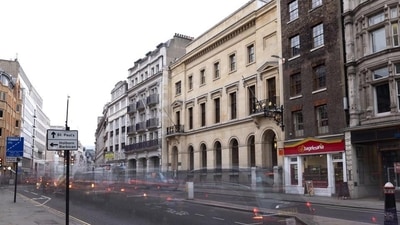 Traffic passes the front of C. Hoare & Co., Britain’s oldest surviving independent bank, at 37 Fleet Street in London. (Bryn Colton/Bloomberg) Traffic passes the front of C. Hoare & Co., Britain’s oldest surviving independent bank, at 37 Fleet Street in London. (Bryn Colton/Bloomberg)
