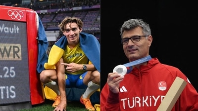 Armand Duplantis paid tribute to a Turkish shooter. Armand Duplantis paid tribute to a Turkish shooter.