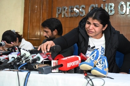 Wrestlers Vinesh Phogat, Bajrang Punia and Sakshi Malik during a press conference at Press Club of India (Hindustan Times) Wrestlers Vinesh Phogat, Bajrang Punia and Sakshi Malik during a press conference at Press Club of India (Hindustan Times)