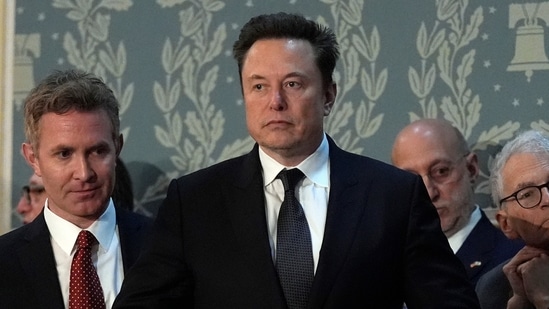 Elon Musk arrives before a joint meeting of Congress at the Capitol in Washington, July 24, 2024. (AP Photo/Julia Nikhinson, File)(AP)