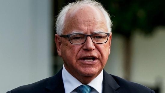 Minnesota governor Tim Walz speaks to the press after attending a meeting with U.S. President Joe Biden and other Democratic governors at the White House in Washington, U.S., on July 3. (REUTERS)