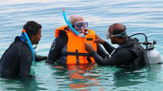 PM Modi snorkelling in Lakshadweep Island(Instagram )