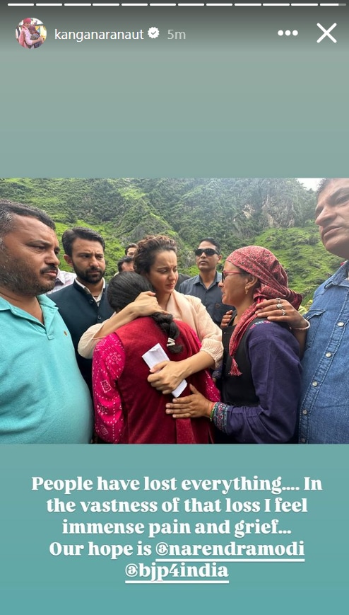 Kangana Ranaut visitó Himachal Pradesh en medio de las secuelas de una inundación catastrófica.